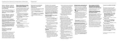 Sony SVE171D4E - SVE171D4E Guide de d&eacute;pannage Roumain