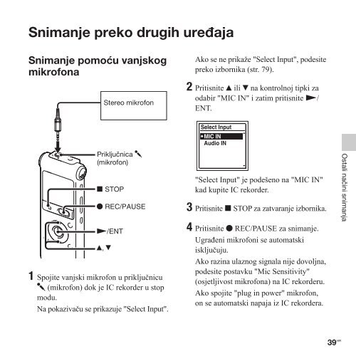 Sony ICD-UX513F - ICD-UX513F Istruzioni per l'uso Croato