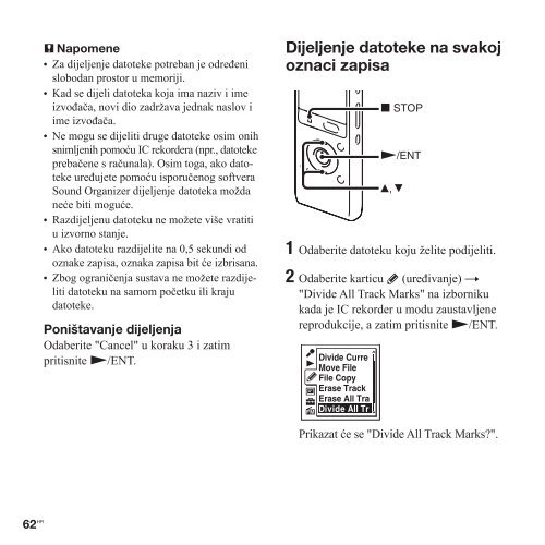 Sony ICD-UX513F - ICD-UX513F Istruzioni per l'uso Croato