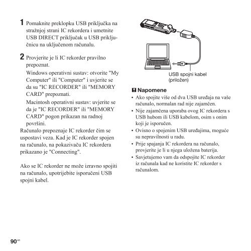 Sony ICD-UX513F - ICD-UX513F Istruzioni per l'uso Croato