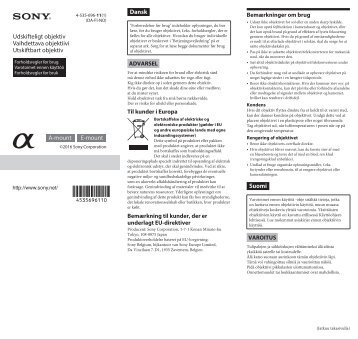 Sony SEL50M28 - SEL50M28 Informazioni importanti Finlandese