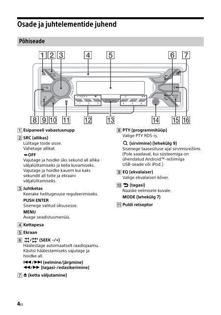 Sony CDX-G3200UV - CDX-G3200UV Istruzioni per l'uso Estone