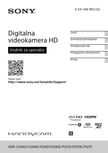 Sony HDR-CX240E - HDR-CX240E  Sloveno