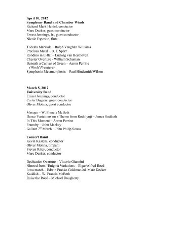 Concert Band Program.. - The University of Iowa