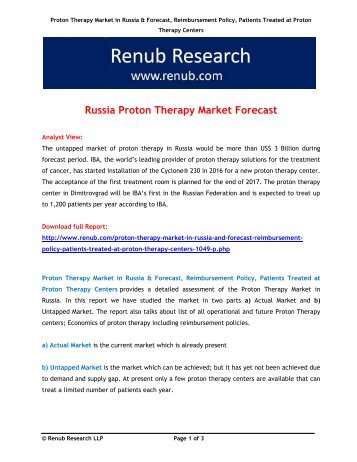 Russia Proton Therapy Market Forecast