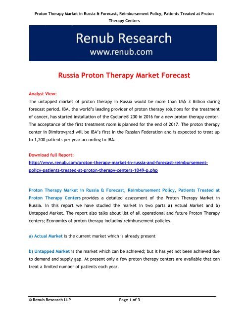 Russia Proton Therapy Market Forecast