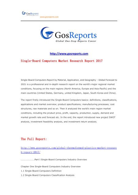 Single-Board Computers Market Research Report 2017