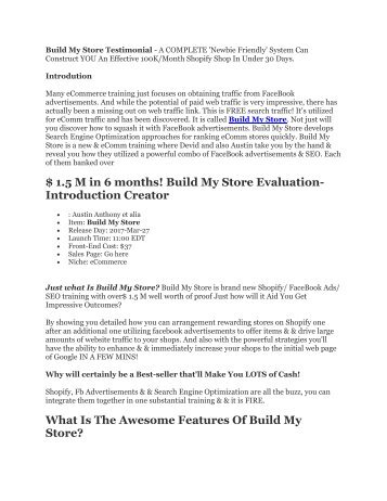 Build My Store Review Should I Get It