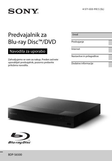 Sony BDP-S6500 - BDP-S6500 Istruzioni per l'uso Sloveno
