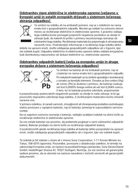 Sony SVF1521B2E - SVF1521B2E Documents de garantie Slov&eacute;nien