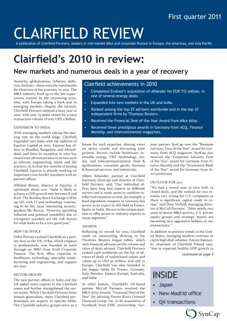 CLAIRFIELD REVIEW - Syncap