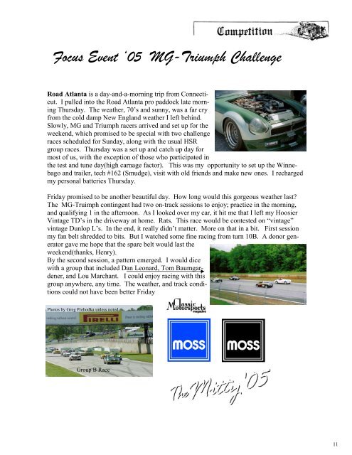 Focus Event '05 MG—Triumph Challenge - MGVR.org