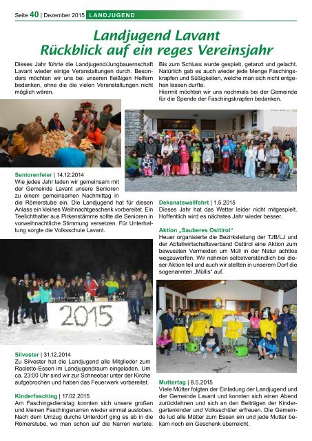 Gemeindezeitung Lavant 2015