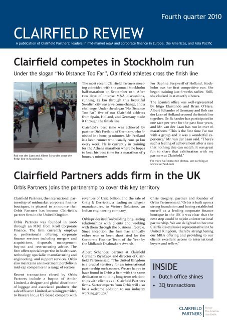 Clairfield competes in Stockholm run - Syncap