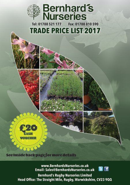 Bernhard's Nurseries Trade Price List 2107