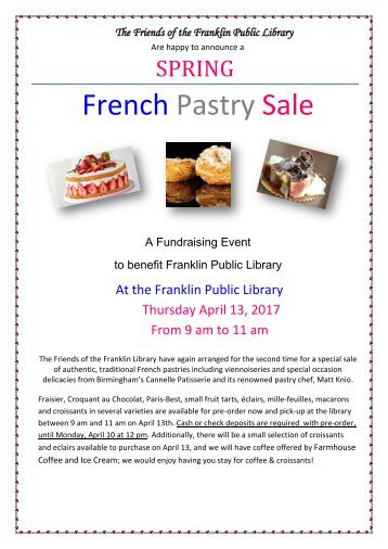Spring French Pastry Sale