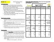 April 2017 Calendar and Curriculum Expectations