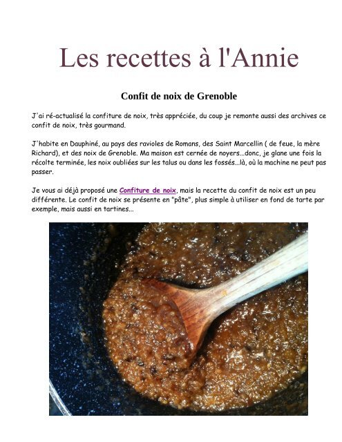 Confit de noix de Grenoble - Les recettes à l&#039;Annie