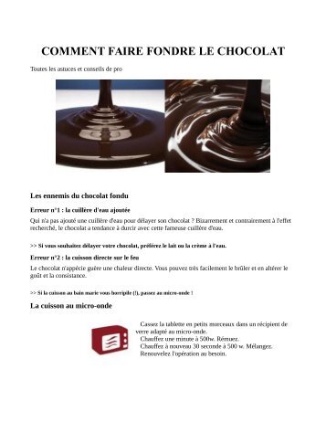 COMMENT FAIRE FONDRE LE CHOCOLAT _ Ethiquable
