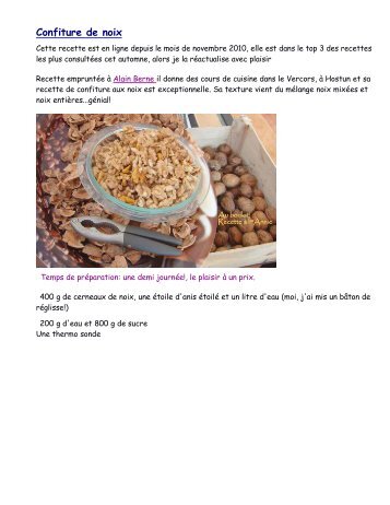 Confiture de noix - Les recettes à l&#039;Annie
