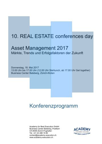 Konferenzprogramm Programm Asset Management 2017