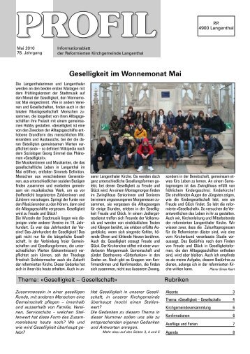 Geselligkeit im Wonnemonat Mai - Reformierte Kirche Langenthal