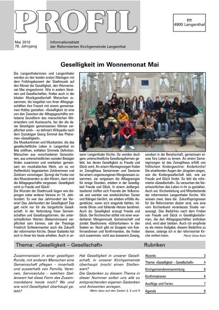 Geselligkeit im Wonnemonat Mai - Reformierte Kirche Langenthal