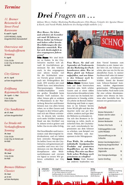 mittendrin Magazin - Die Bremer City im Frühjahr2017