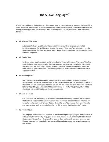 Love Languages Worksheet Love Languages Worksheet