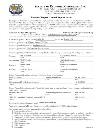 Student Chapter Annual Report Form - Society of Economic Geologists