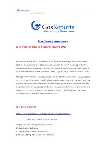 Spin Coating Market Research Report 2017