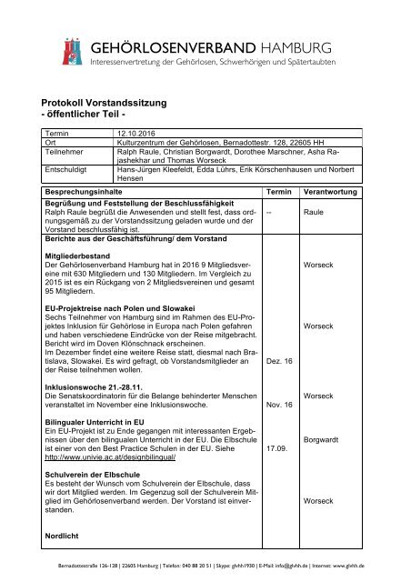 2016-10-12 Protokoll Vorstandssitzung GLVHH - öffentlicher Teil