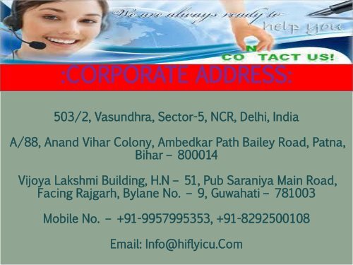 Get Emergency Air Ambulance in Delhi and Patna by Hifly ICU at Affordable Rate