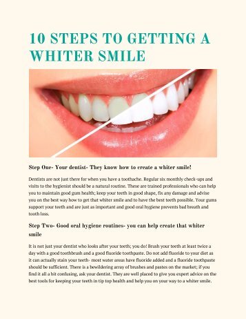 Teeth Whitening - 10 Steps Towards A Perfect Smile