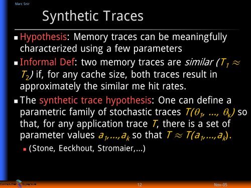 Temporal and Spatial Locality - Department of Computer Science