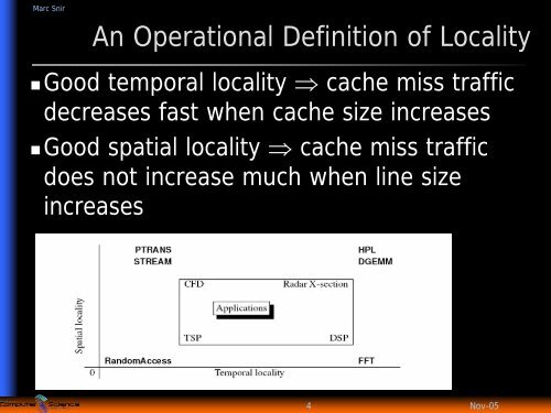 Temporal and Spatial Locality - Department of Computer Science