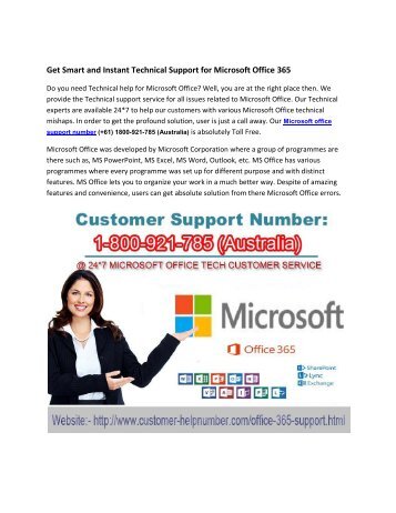 Microsoft Office 365 Support Number -+61- 1800-921-785