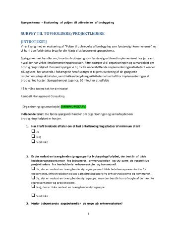 Brobygning - survey til projektledere-tovholder