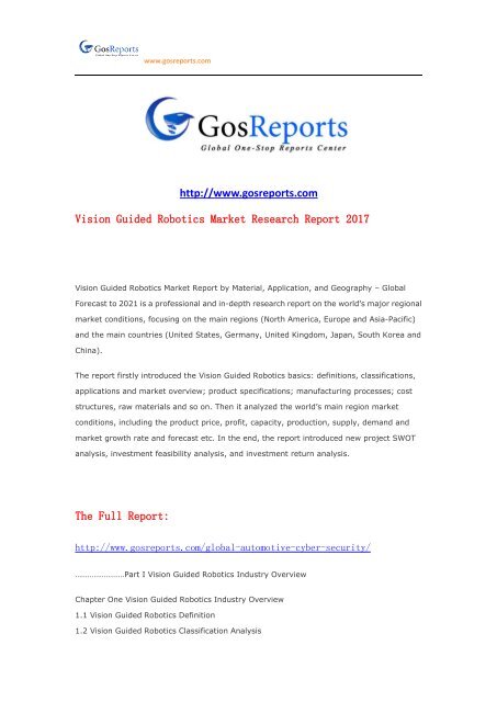Vision Guided Robotics Market Research Report 2017