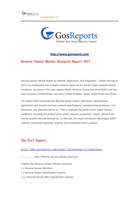 Reverse Sensor Market Research Report 2017