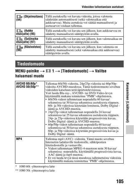 Sony SLT-A65VL - SLT-A65VL Consignes d&rsquo;utilisation Finlandais