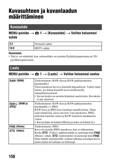 Sony SLT-A65VL - SLT-A65VL Consignes d&rsquo;utilisation Finlandais