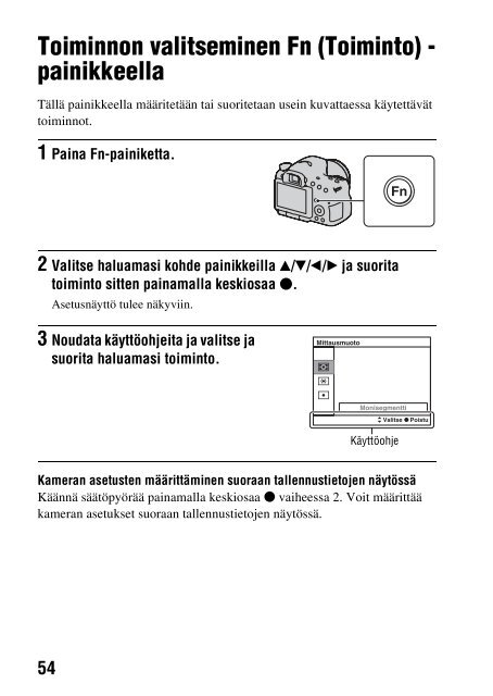 Sony SLT-A65VL - SLT-A65VL Consignes d&rsquo;utilisation Finlandais