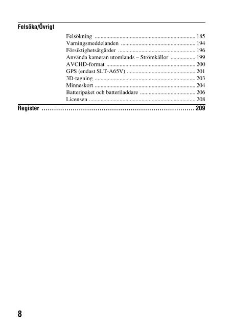 Sony SLT-A65VL - SLT-A65VL Consignes d&rsquo;utilisation Su&eacute;dois