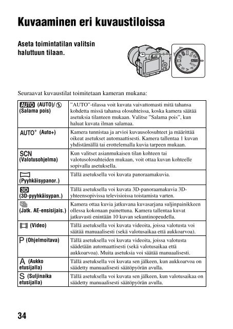 Sony SLT-A65VL - SLT-A65VL Consignes d&rsquo;utilisation Finlandais