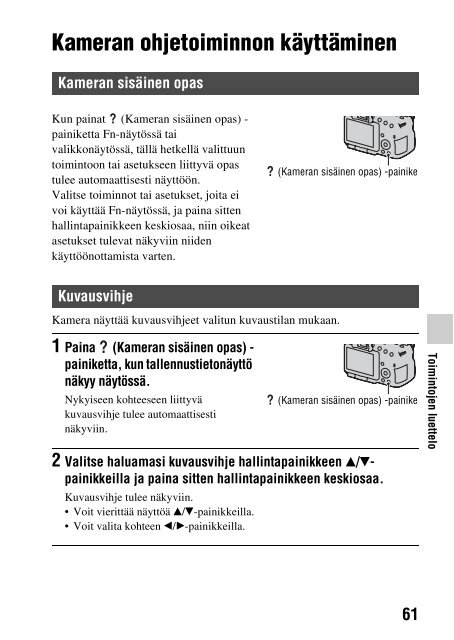 Sony SLT-A65VL - SLT-A65VL Consignes d&rsquo;utilisation Finlandais