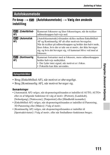 Sony SLT-A65VL - SLT-A65VL Consignes d&rsquo;utilisation Danois