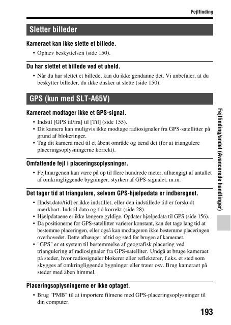 Sony SLT-A65VL - SLT-A65VL Consignes d&rsquo;utilisation Danois