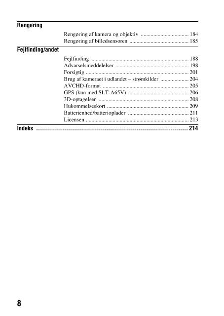 Sony SLT-A65VL - SLT-A65VL Consignes d&rsquo;utilisation Danois