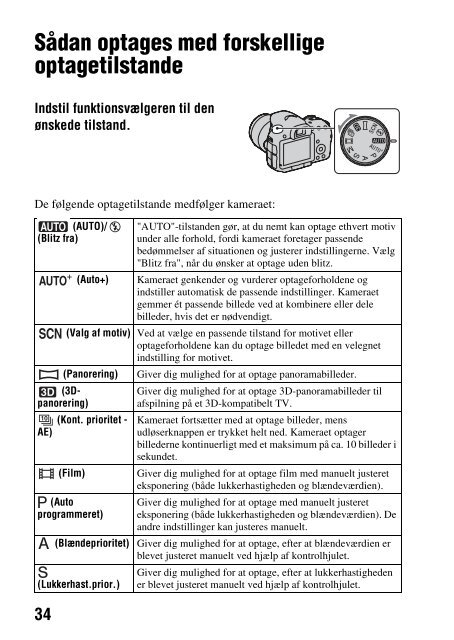 Sony SLT-A65VL - SLT-A65VL Consignes d&rsquo;utilisation Danois